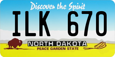 ND license plate ILK670