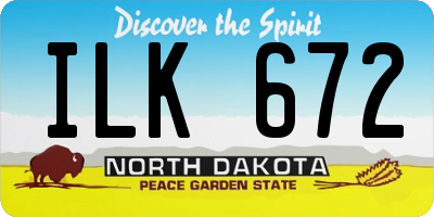 ND license plate ILK672