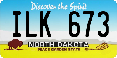 ND license plate ILK673