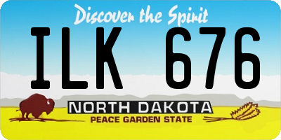 ND license plate ILK676