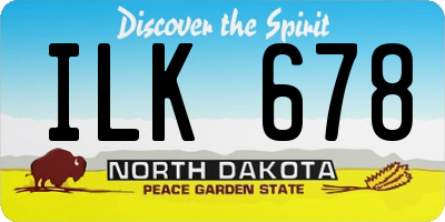 ND license plate ILK678