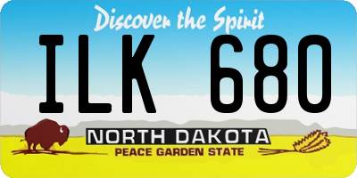 ND license plate ILK680