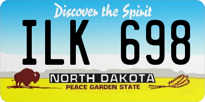 ND license plate ILK698