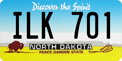 ND license plate ILK701