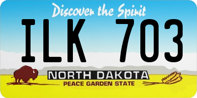 ND license plate ILK703