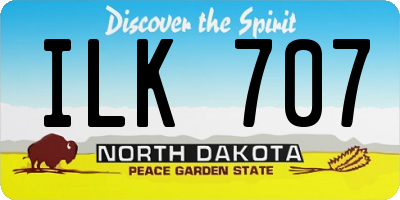 ND license plate ILK707