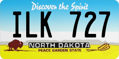 ND license plate ILK727
