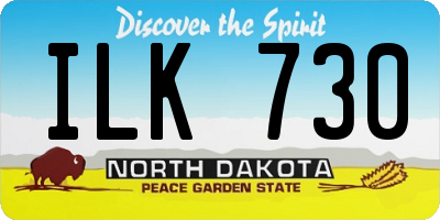 ND license plate ILK730