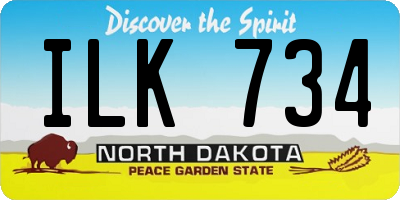 ND license plate ILK734