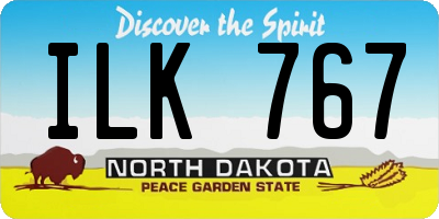 ND license plate ILK767