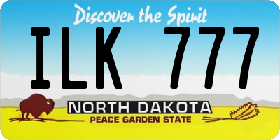 ND license plate ILK777
