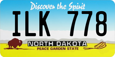 ND license plate ILK778