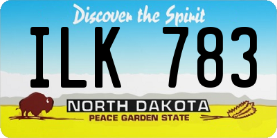 ND license plate ILK783