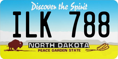 ND license plate ILK788
