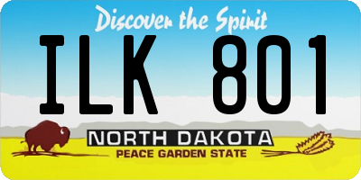 ND license plate ILK801