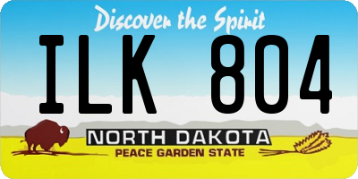ND license plate ILK804