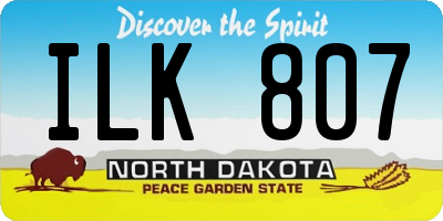 ND license plate ILK807