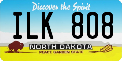 ND license plate ILK808