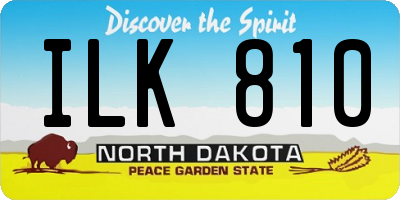 ND license plate ILK810