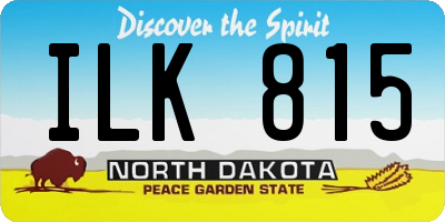 ND license plate ILK815