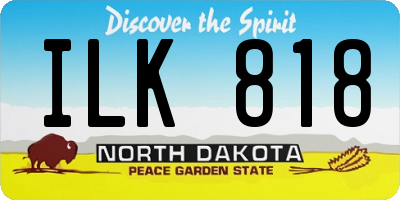 ND license plate ILK818