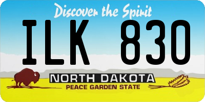 ND license plate ILK830