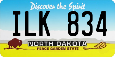 ND license plate ILK834