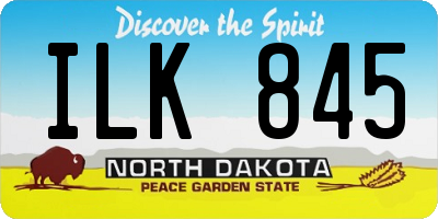 ND license plate ILK845