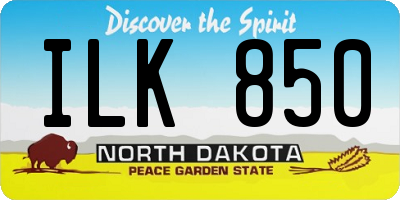 ND license plate ILK850