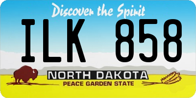ND license plate ILK858