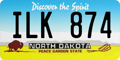 ND license plate ILK874