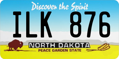 ND license plate ILK876