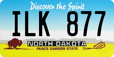 ND license plate ILK877