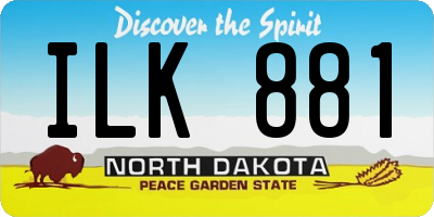 ND license plate ILK881