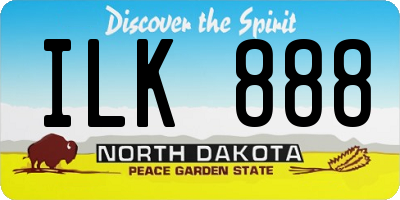 ND license plate ILK888
