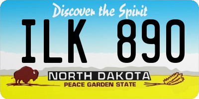 ND license plate ILK890