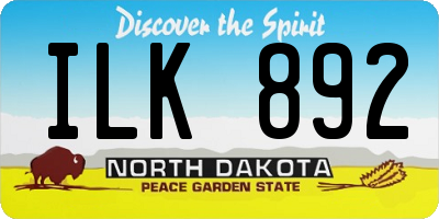 ND license plate ILK892