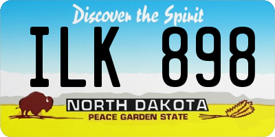 ND license plate ILK898