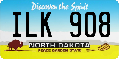 ND license plate ILK908