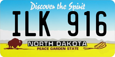 ND license plate ILK916