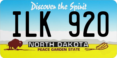ND license plate ILK920