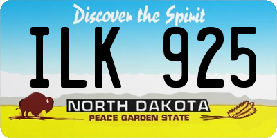 ND license plate ILK925