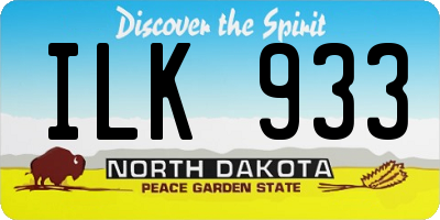 ND license plate ILK933