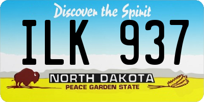 ND license plate ILK937
