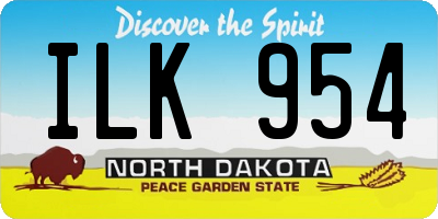 ND license plate ILK954