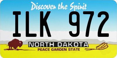ND license plate ILK972