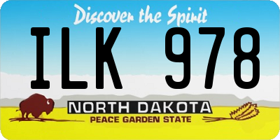 ND license plate ILK978