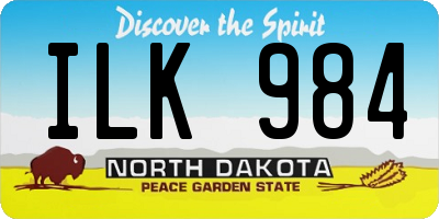 ND license plate ILK984