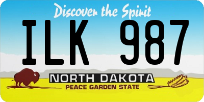 ND license plate ILK987