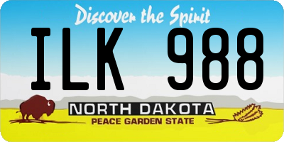 ND license plate ILK988